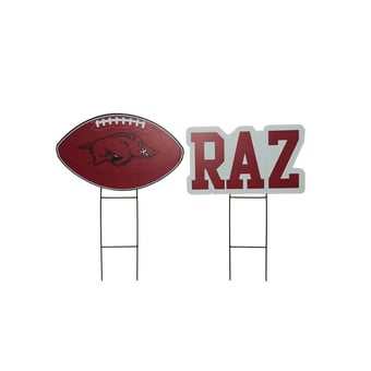 Pegasus Arkansas Razorbacks Wordmark and Football Four-Piece Yard Sign Set