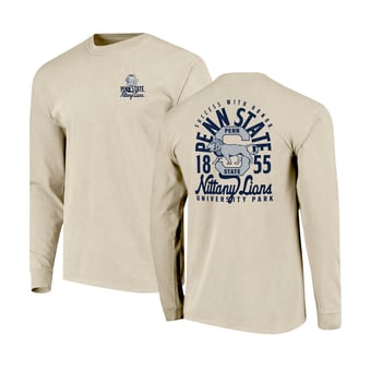 Men's Natural Penn State Nittany Lions Comfort Colors Mascot Overlay Long Sleeve T-Shirt