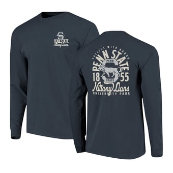 Men's Navy Penn State Nittany Lions Comfort Colors Mascot Overlay Long Sleeve T-Shirt