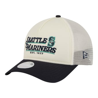Women's New Era Light Beige/Navy Seattle Mariners Retro 9FORTY M-Crown A-Frame Trucker Adjustable Hat
