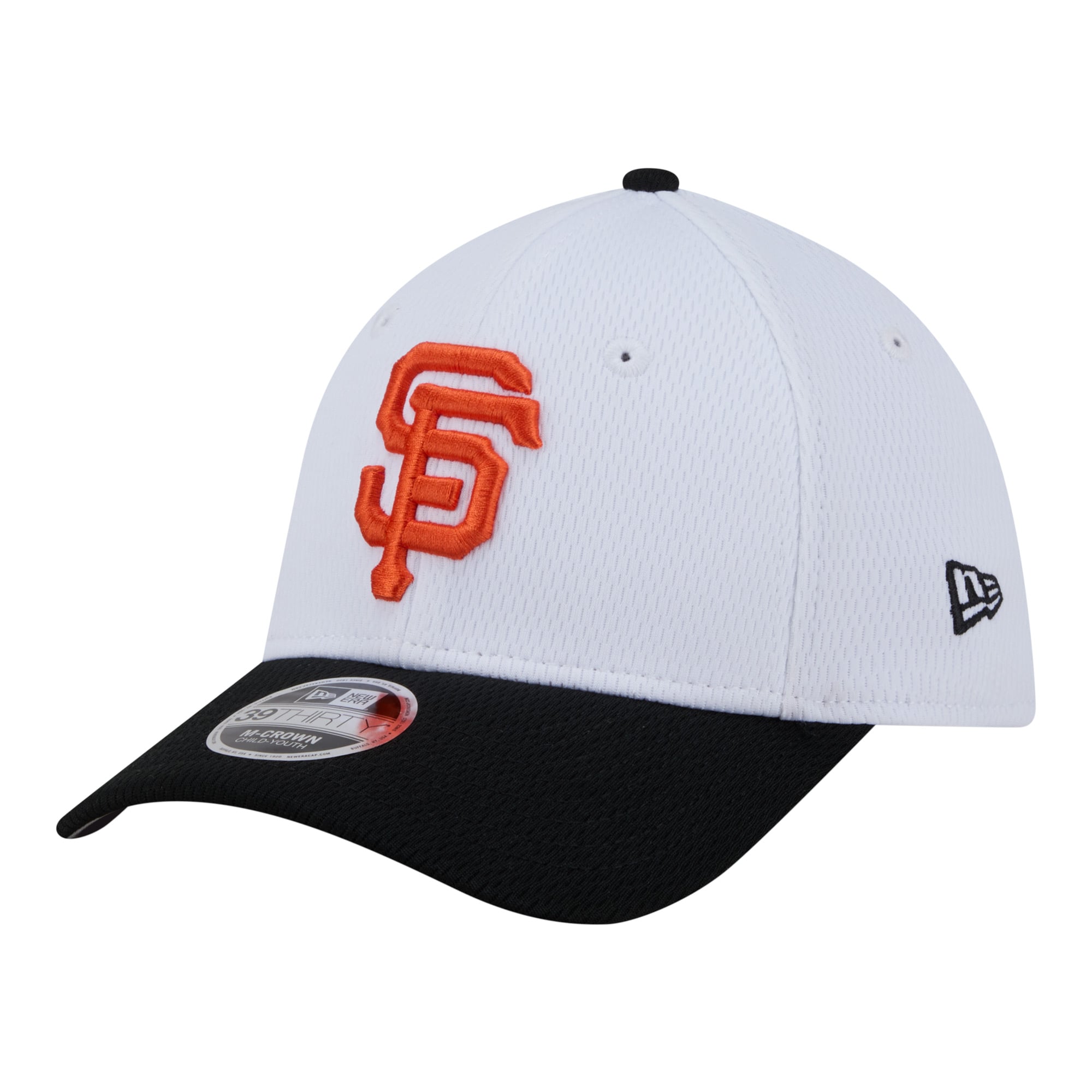 Youth New Era  White/Black San Francisco Giants Baseball 39THIRTY M-Crown Flex Hat