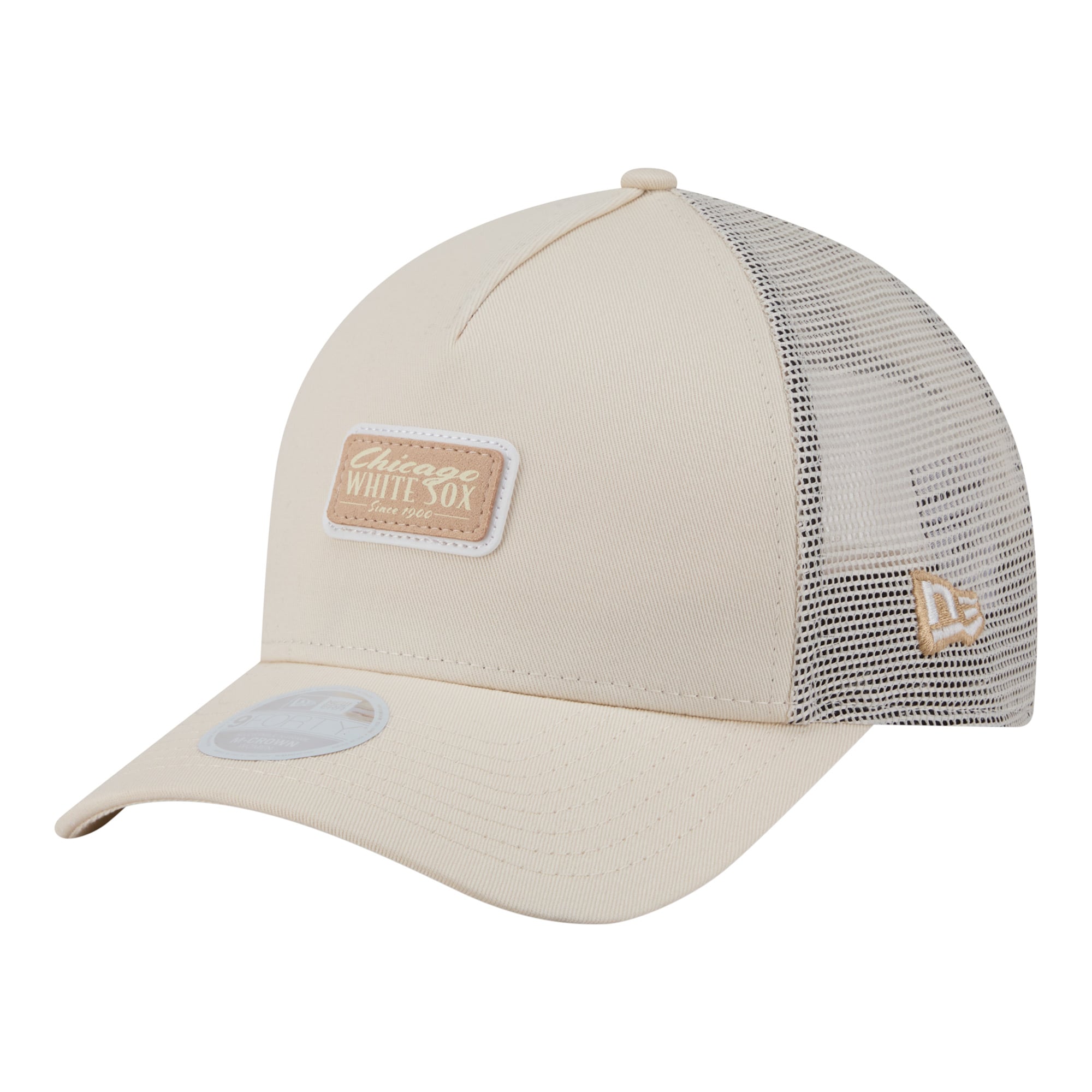 Women's New Era Light Beige Chicago White Sox Tonal Patch 9FORTY M-Crown A-Frame Trucker Adjustable Hat