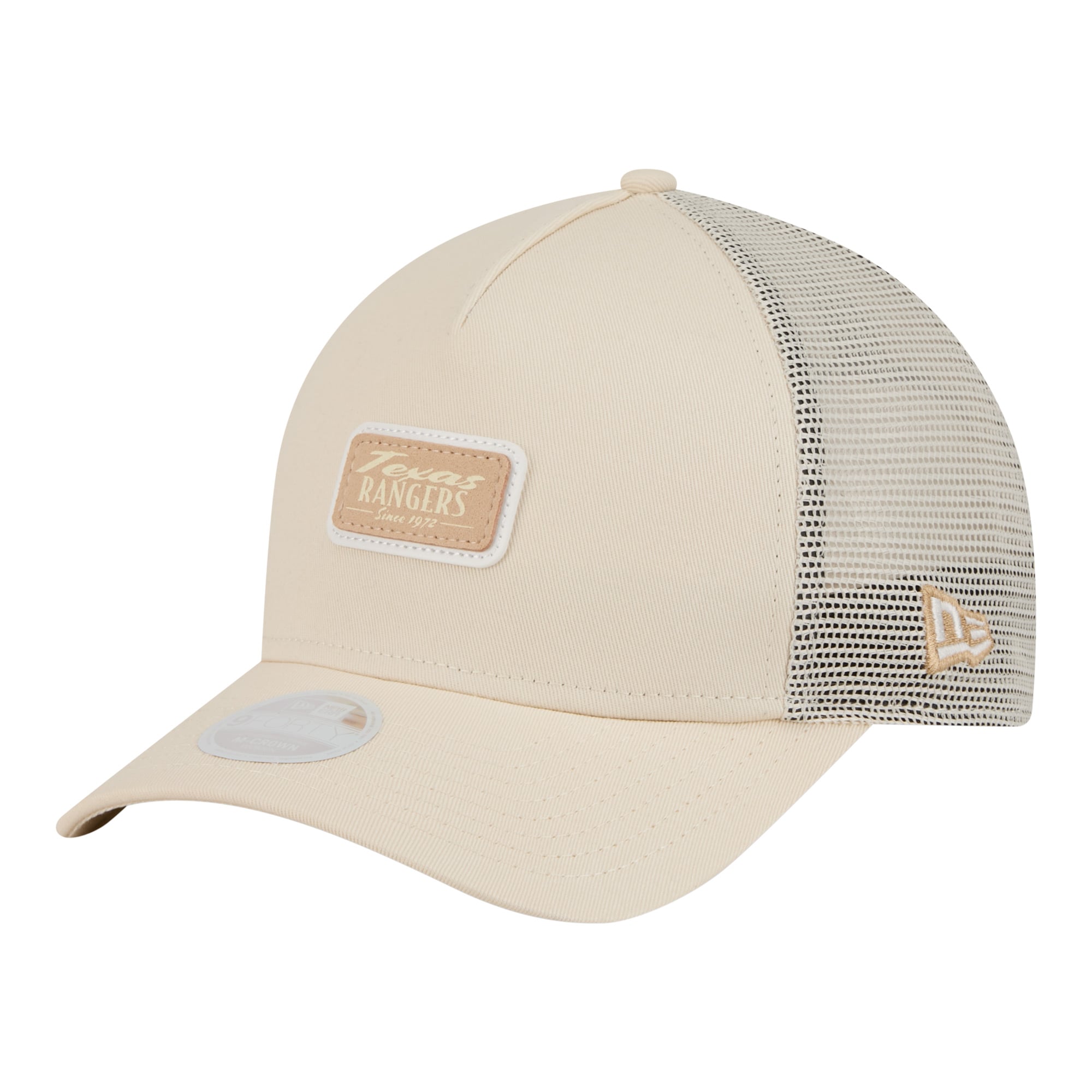 Women's New Era Light Beige Texas Rangers Tonal Patch 9FORTY M-Crown A-Frame Trucker Adjustable Hat