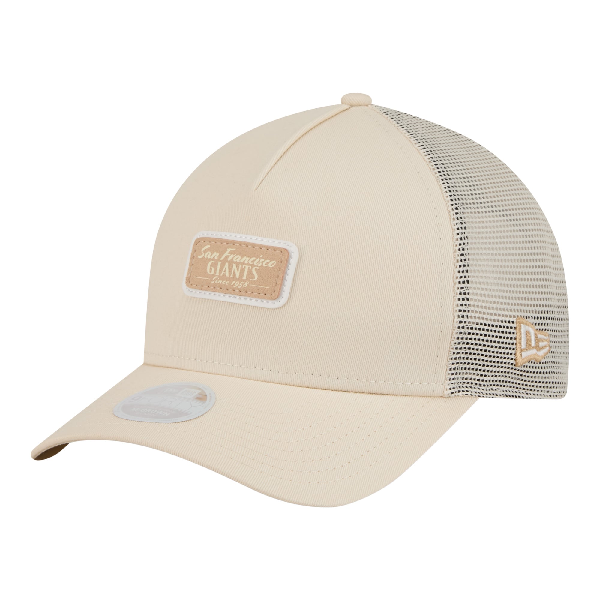 Women's New Era Light Beige San Francisco Giants Tonal Patch 9FORTY M-Crown A-Frame Trucker Adjustable Hat