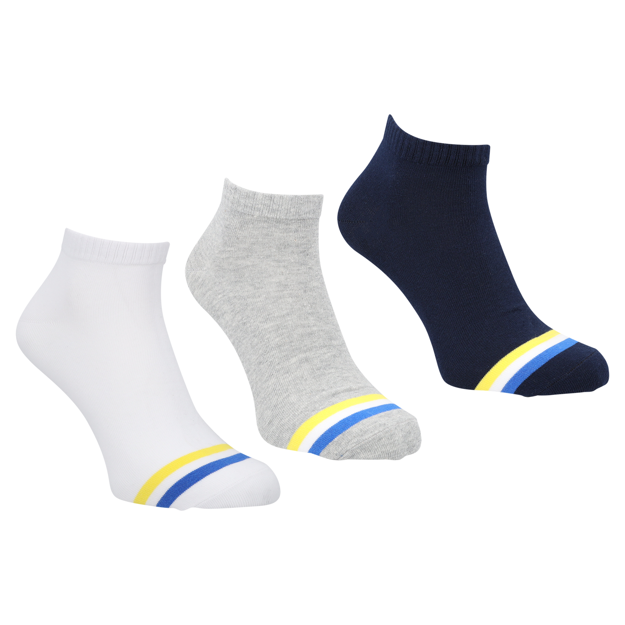 Leeds United 3 Pack Trainer Socks - White/Blue/Grey - Unisex