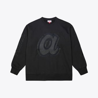 Men's Mitchell & Ness  Black Atlanta Braves Phantom Fleece Crewneck Sweatshirt
