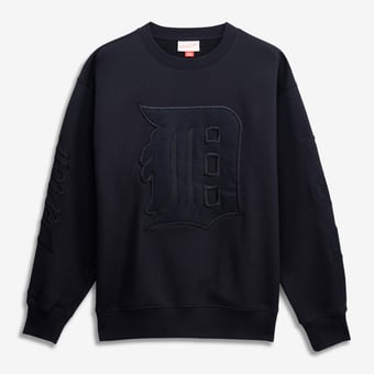 Men's Mitchell & Ness  Black Detroit Tigers Phantom Fleece Crewneck Sweatshirt