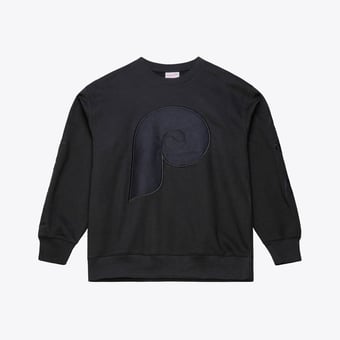 Men's Mitchell & Ness  Black Philadelphia Phillies Phantom Fleece Crewneck Sweatshirt