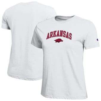 Women's Champion  White Arkansas Razorbacks Arched Over Logo T-Shirt