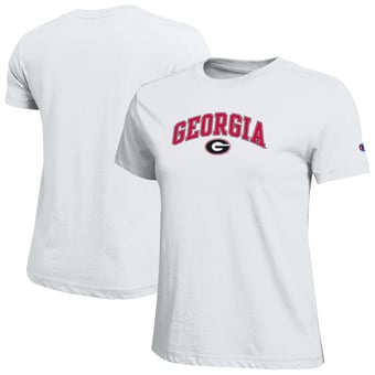 Women's Champion  White Georgia Bulldogs Arched Over Logo T-Shirt
