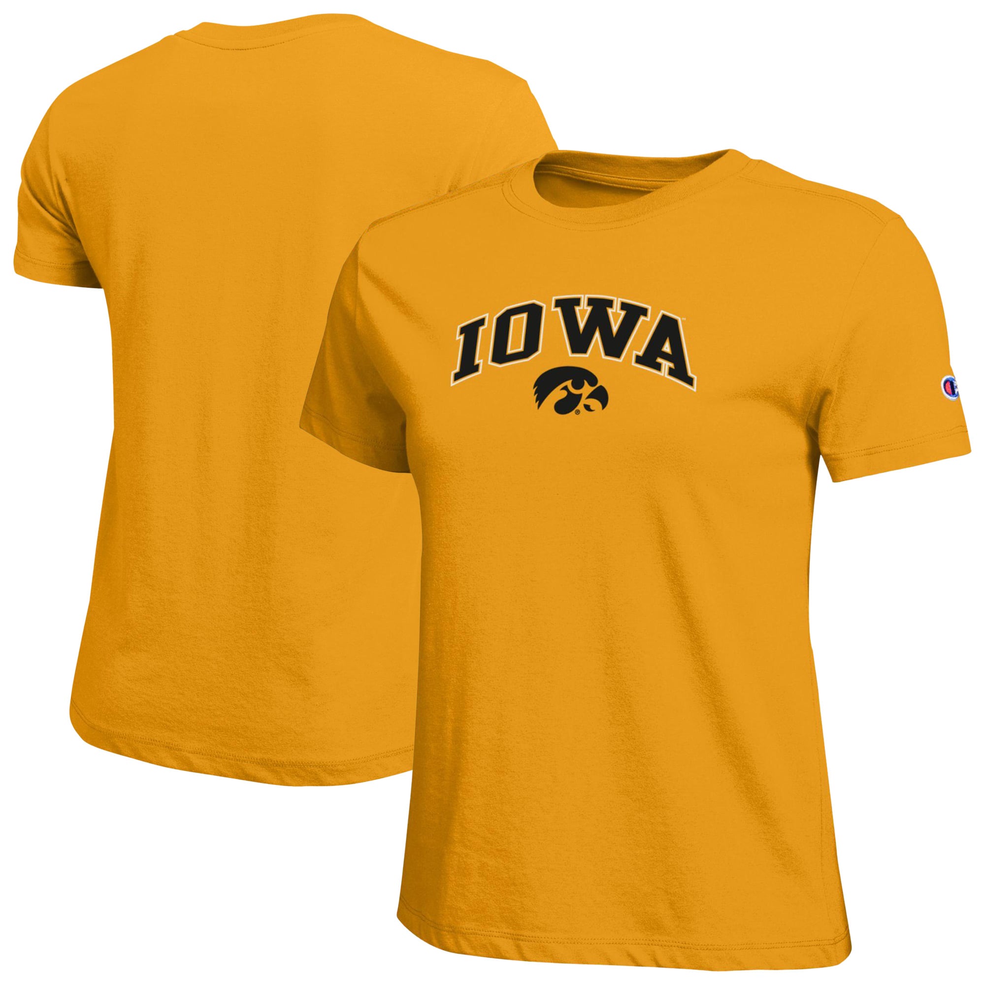 Women's Champion Gold Iowa Hawkeyes Arched Over Logo T-Shirt