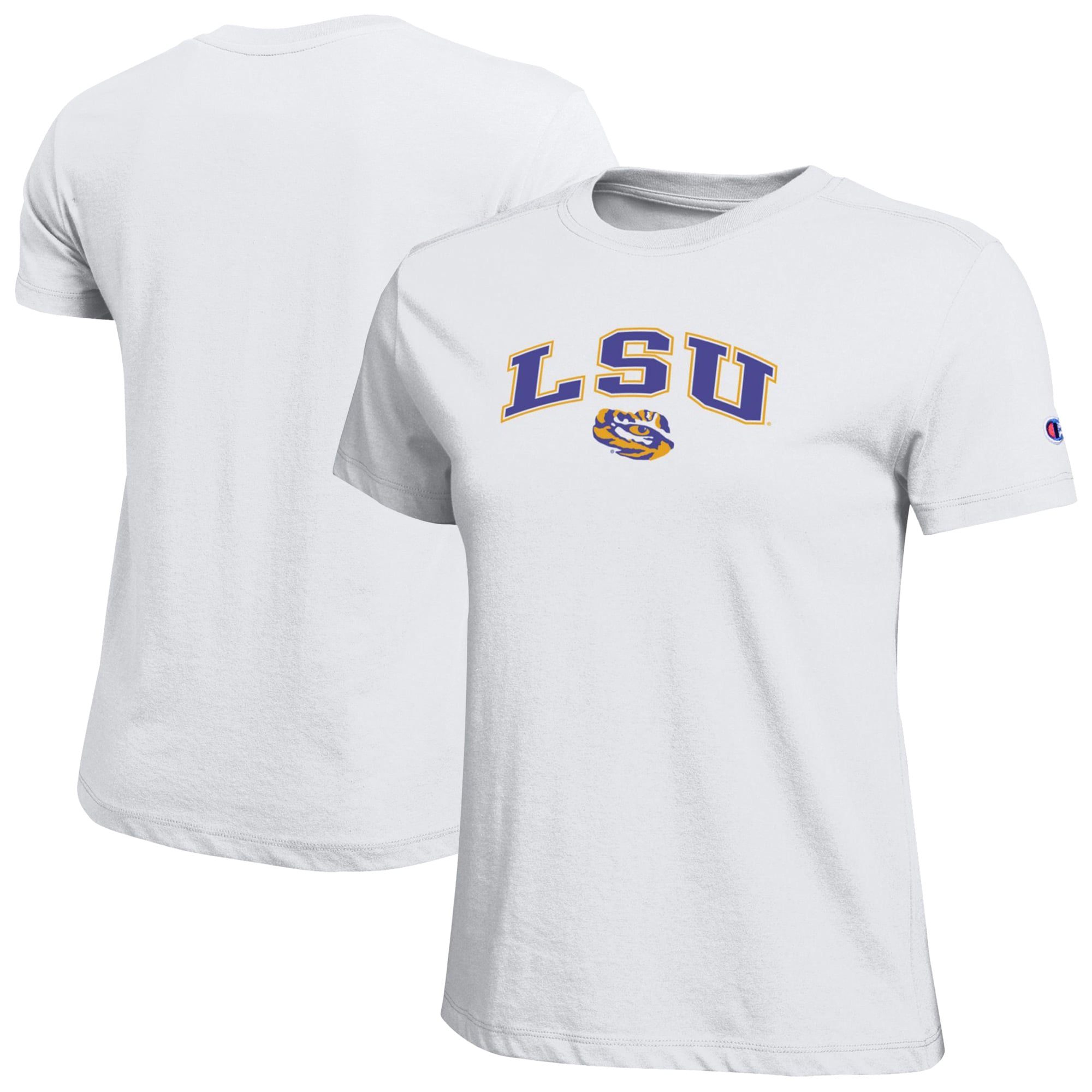 Women's Champion White LSU Tigers Arched Over Logo T-Shirt