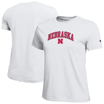 Women's Champion  White Nebraska Huskers Arched Over Logo T-Shirt