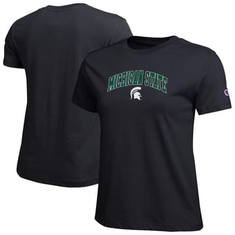 Women's Champion  Black Michigan State Spartans Arched Over Logo T-Shirt