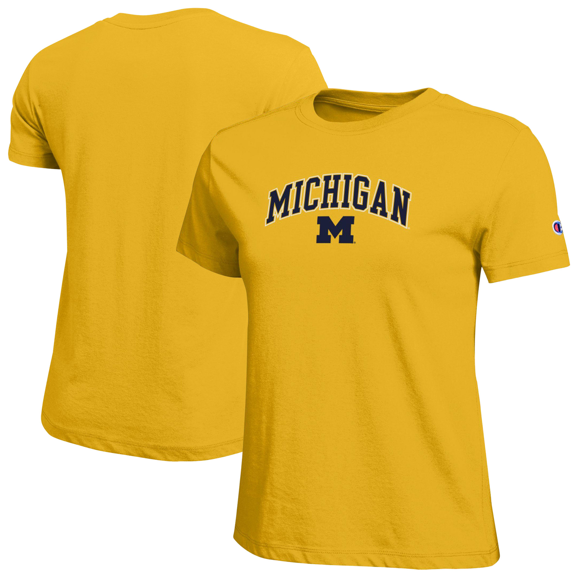 Women's Champion  Gold Michigan Wolverines Arched Over Logo T-Shirt