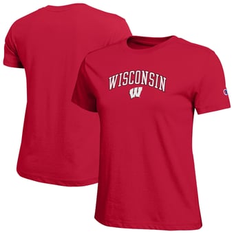 Women's Champion  Red Wisconsin Badgers Arched Over Logo T-Shirt