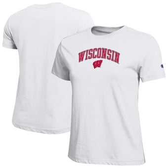 Women's Champion  White Wisconsin Badgers Arched Over Logo T-Shirt