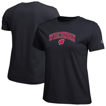 Women's Champion  Black Wisconsin Badgers Arched Over Logo T-Shirt