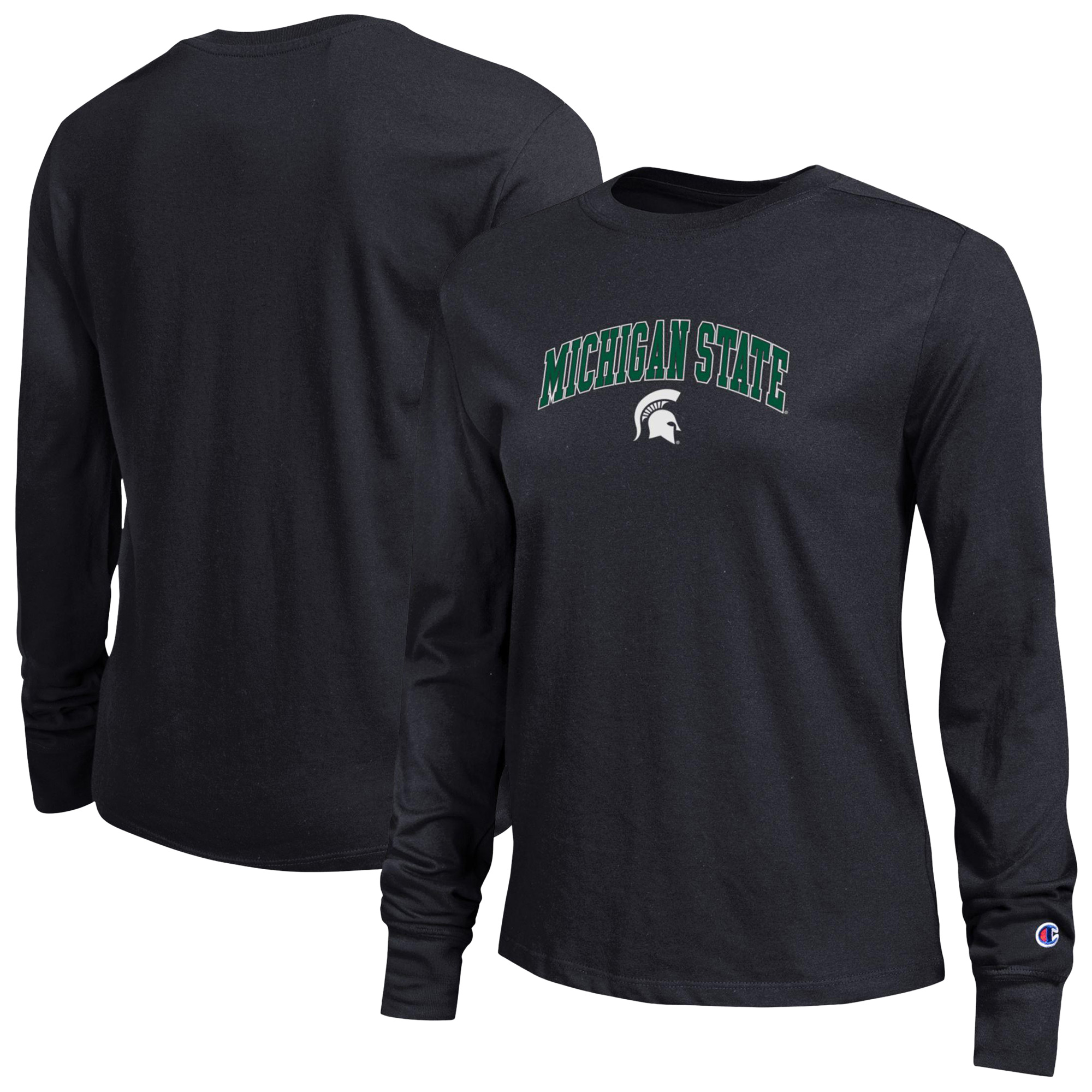 Women's Champion Black Michigan State Spartans Arch Over Logo Long Sleeve T-Shirt