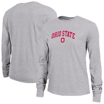 Women's Champion Gray Ohio State Buckeyes Arch Over Logo Long Sleeve T-Shirt