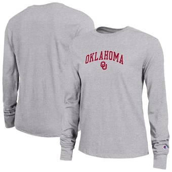 Women's Champion Gray Oklahoma Sooners Arch Over Logo Long Sleeve T-Shirt