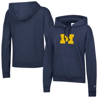 Women's Champion Navy Michigan Wolverines Powerblend Fleece Hoodie