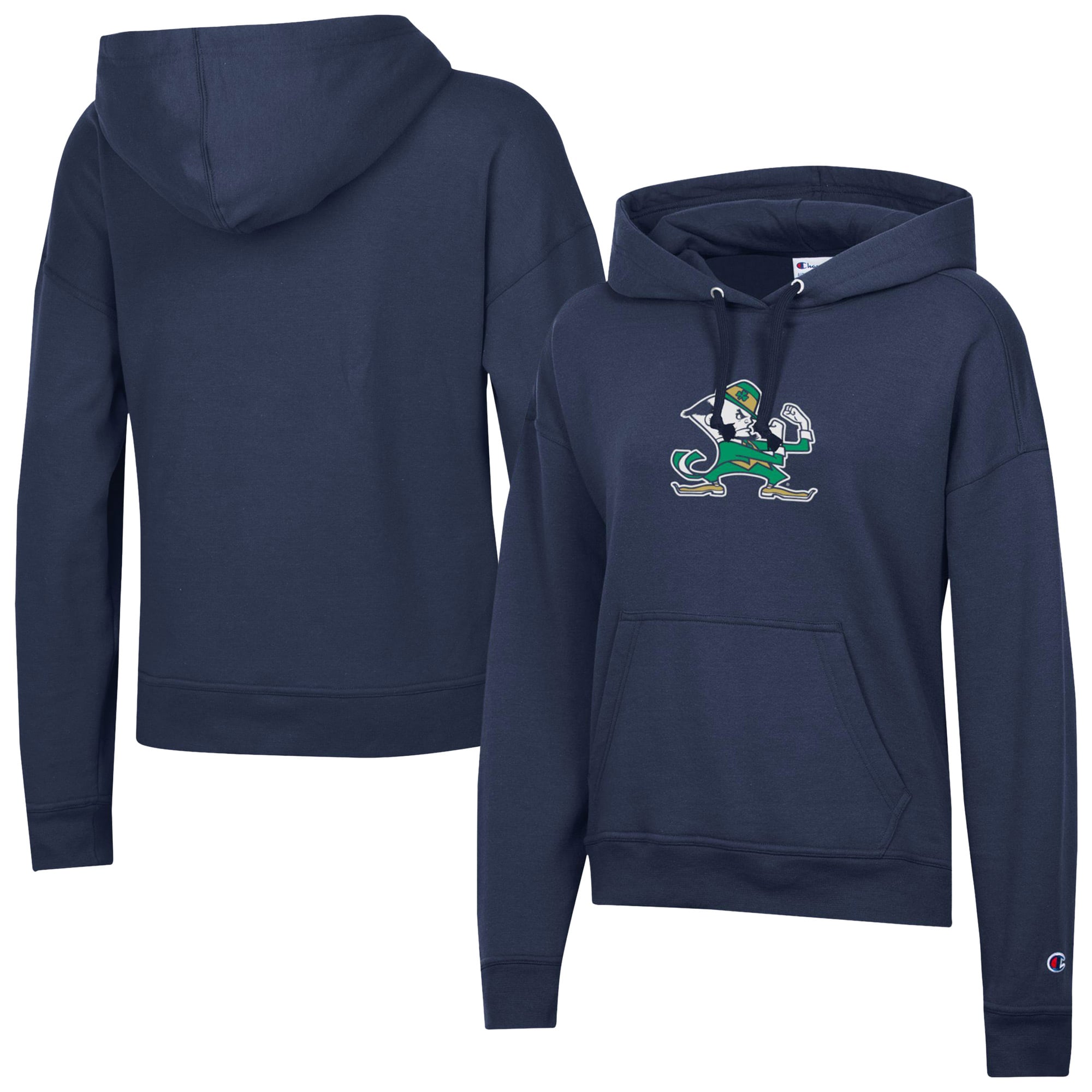Women's Champion Navy Notre Dame Fighting Irish Powerblend Fleece Pullover Hoodie