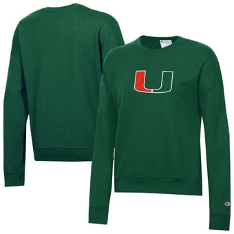 Women's Champion Green Miami Hurricanes Powerblend Sweatshirt