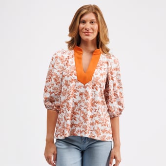 Women's Smith & Quinn  Burnt Orange Texas Longhorns Eliza V-Neck Top