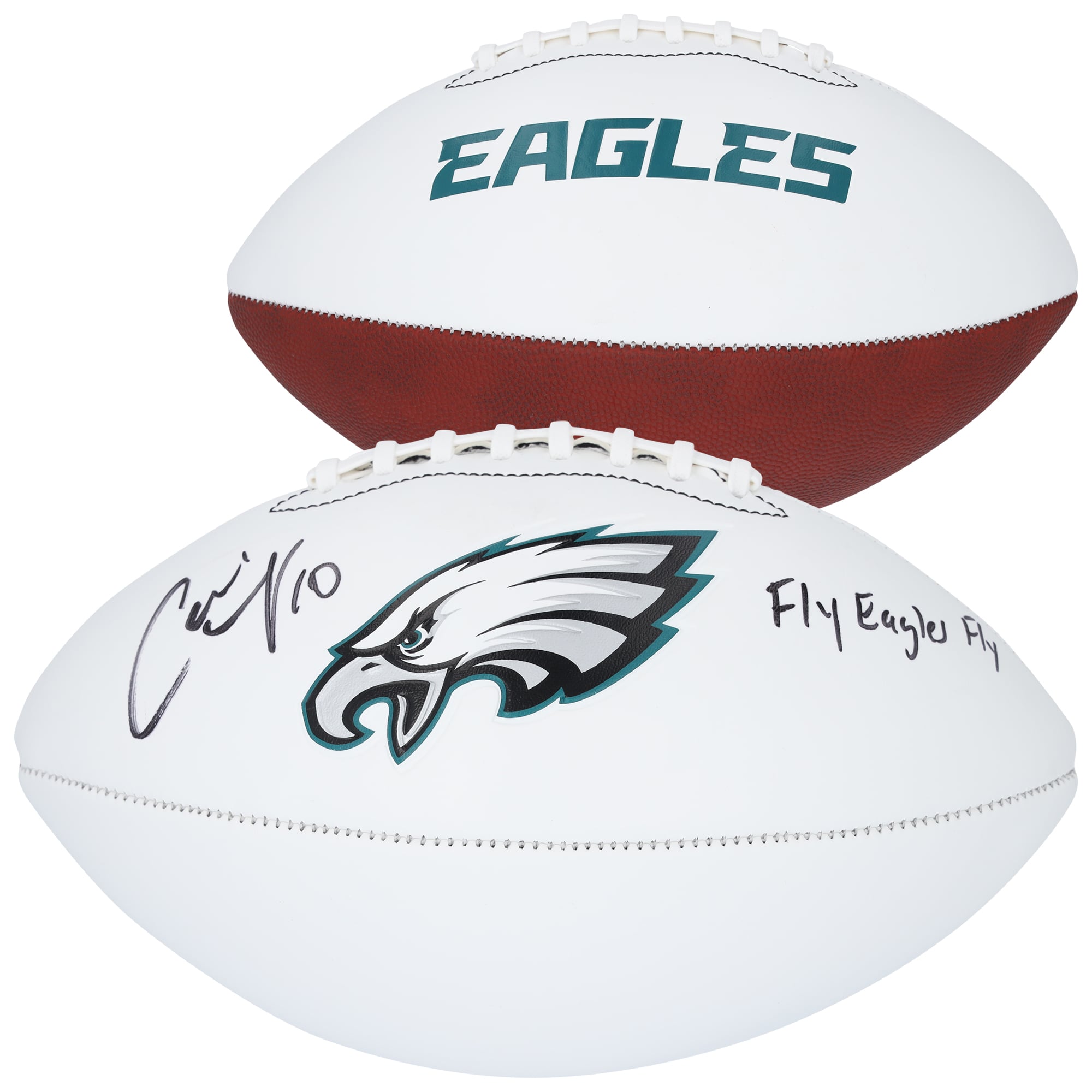 Carli Lloyd USWNT Autographed Philadelphia Eagles Franklin White Panel Football with “Fly Eagles Fly” Inscription Carli Lloyd USWNT Autographed Philadelphia Eagles Franklin White Panel Football with “Fly Eagles Fly” Inscription