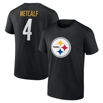 Men's DK Metcalf Black Pittsburgh Steelers Icon Name & Number T-Shirt