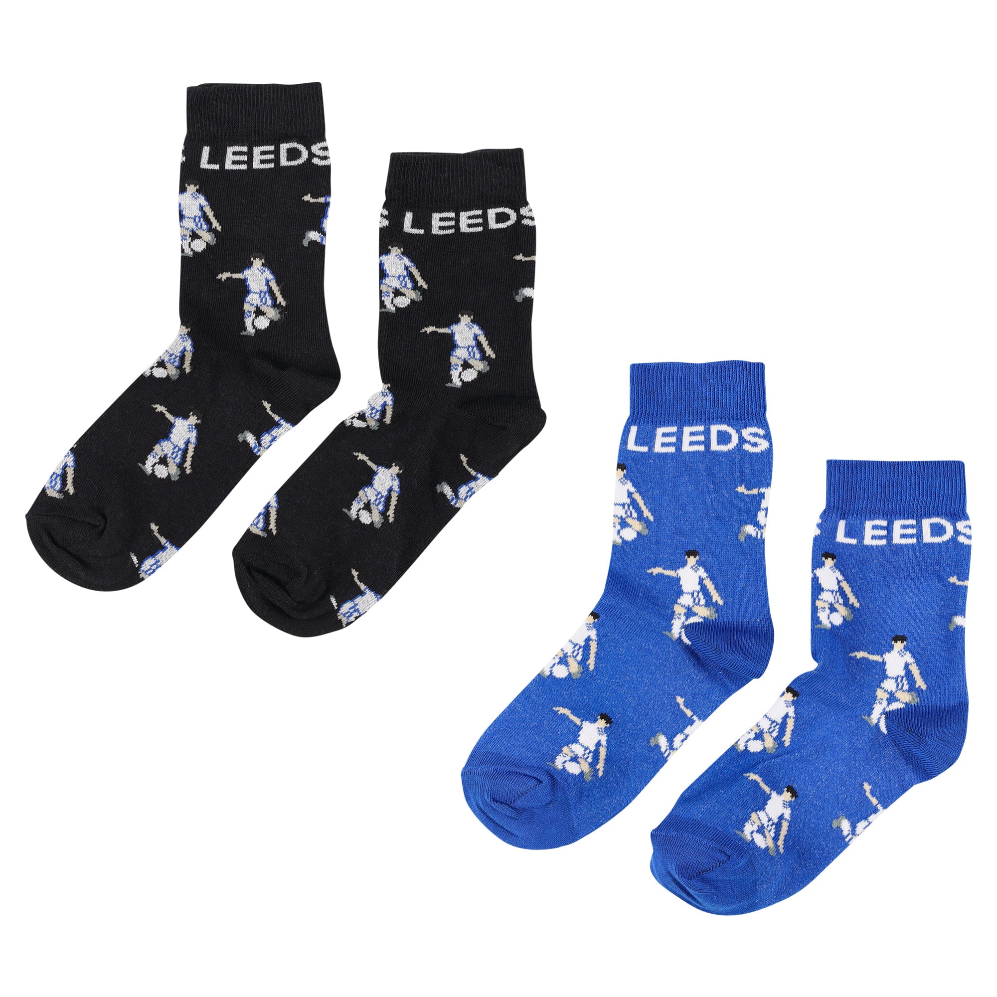 Leeds United 2 Pack Socks - Blue/Black - Kids