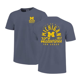 Youth Navy Michigan Wolverines Comfort Colors Mascot Overlay T-Shirt