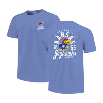 Youth Royal Kansas Jayhawks Comfort Colors Mascot Overlay T-Shirt