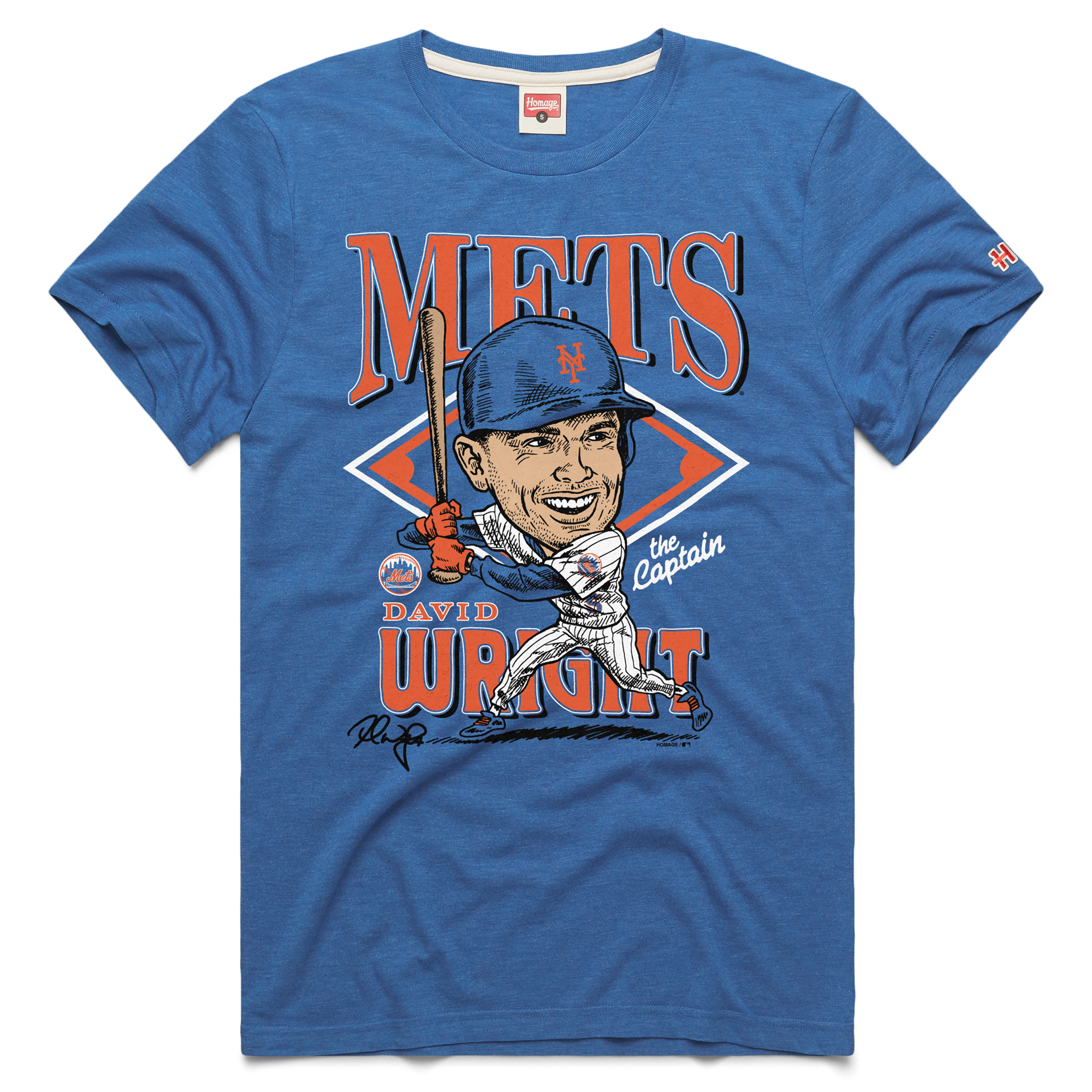 Unisex Homage David Wright Royal New York Mets Caricature Tri-Blend T-Shirt
