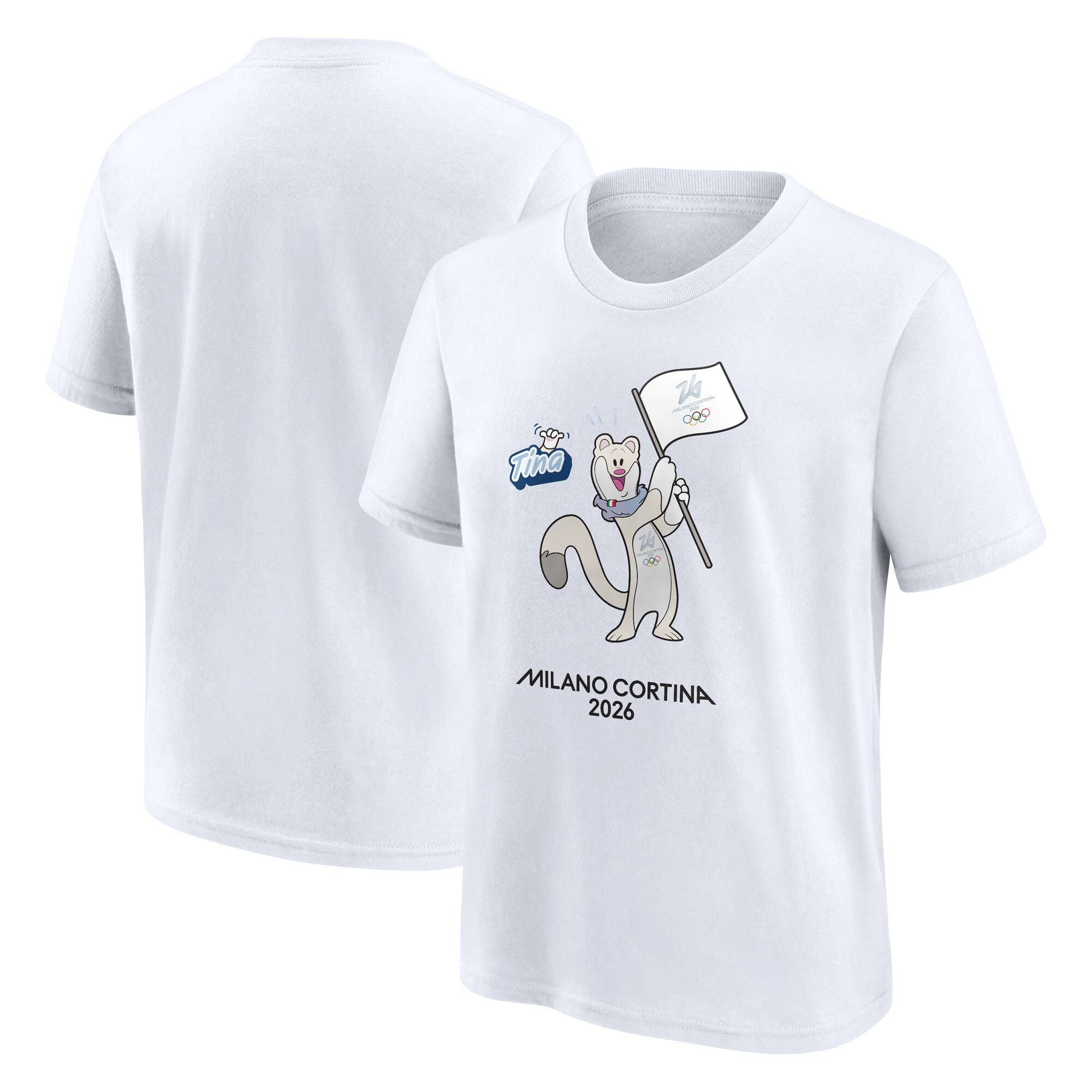 T-shirt grafica con mascotte Tina delle Olimpiadi di Milano Cortina 2026 - Bianca - Junior