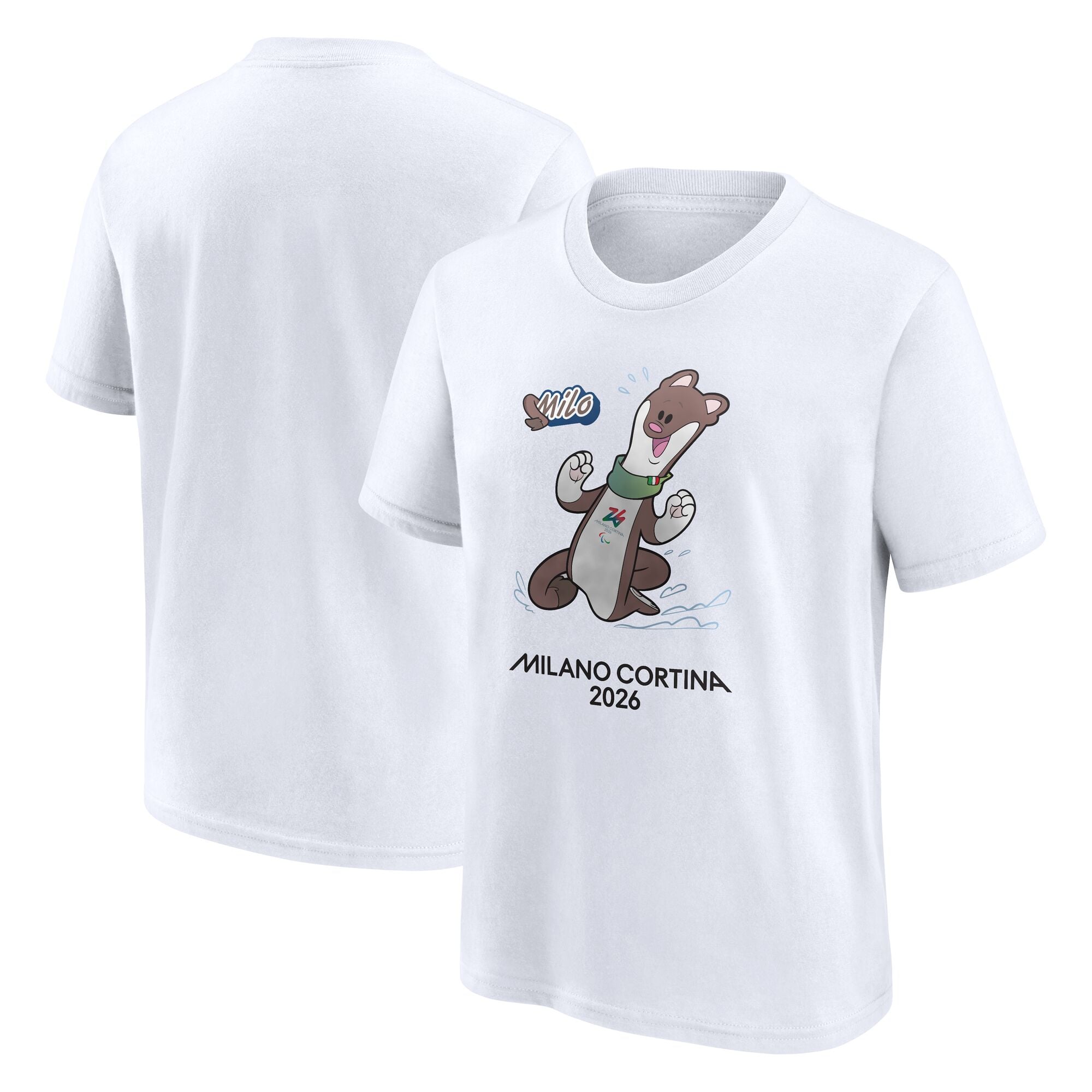 Maglietta grafica con mascotte Milo delle Paralimpiadi di Milano Cortina 2026 - Bianca - Junior