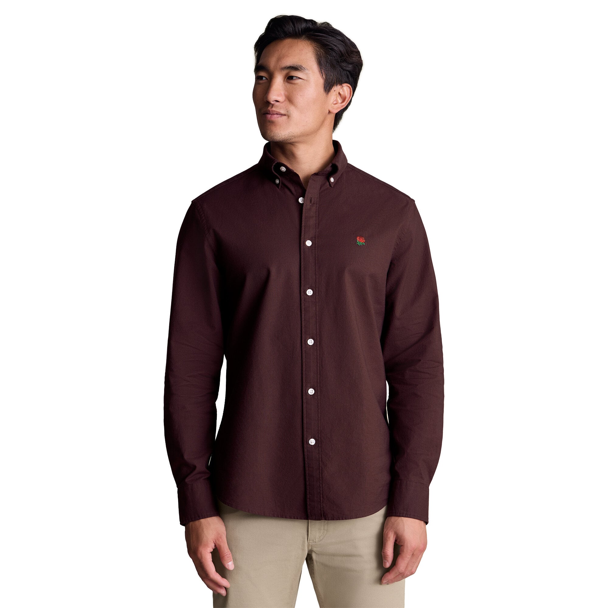 Camicia Oxford slim fit England Rugby Charles Tyrwhitt - Borgogna