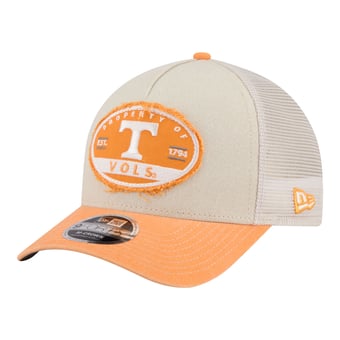 Men's New Era  Stone/Tennessee Orange Tennessee Volunteers Frayed Patch 9FORTY M-Crown A-Frame Trucker Adjustable Hat