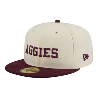 Men's New Era  Cream/Maroon Texas A&M Aggies Two-Tone Script 59FIFTY Fitted Hat