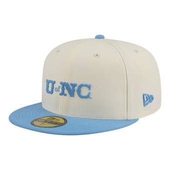 Men's New Era  Cream/Carolina Blue North Carolina Tar Heels Two-Tone Script 59FIFTY Fitted Hat