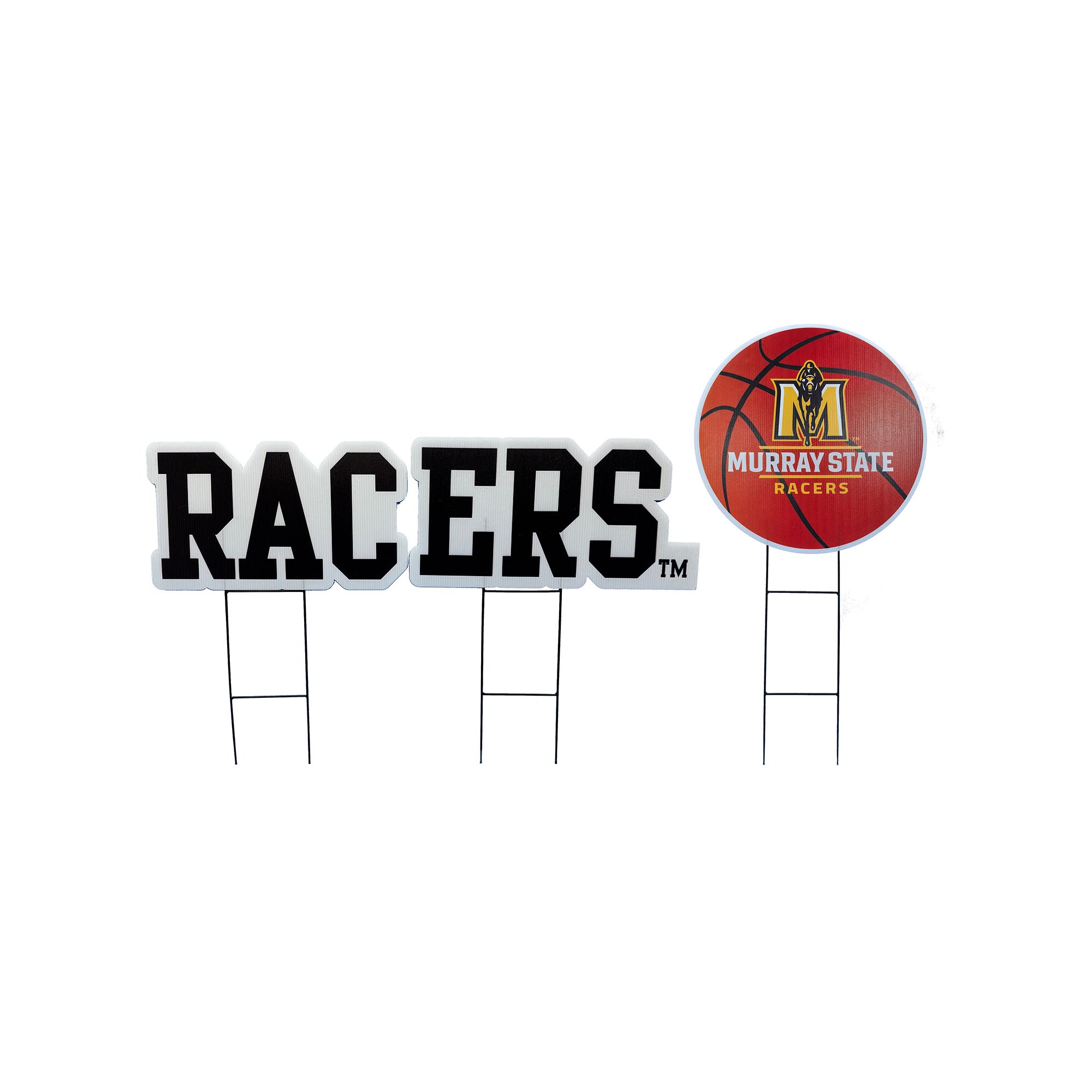 Pegasus Murray St. Racers Wordmark and Basketball Three-Piece Yard Sign Set
