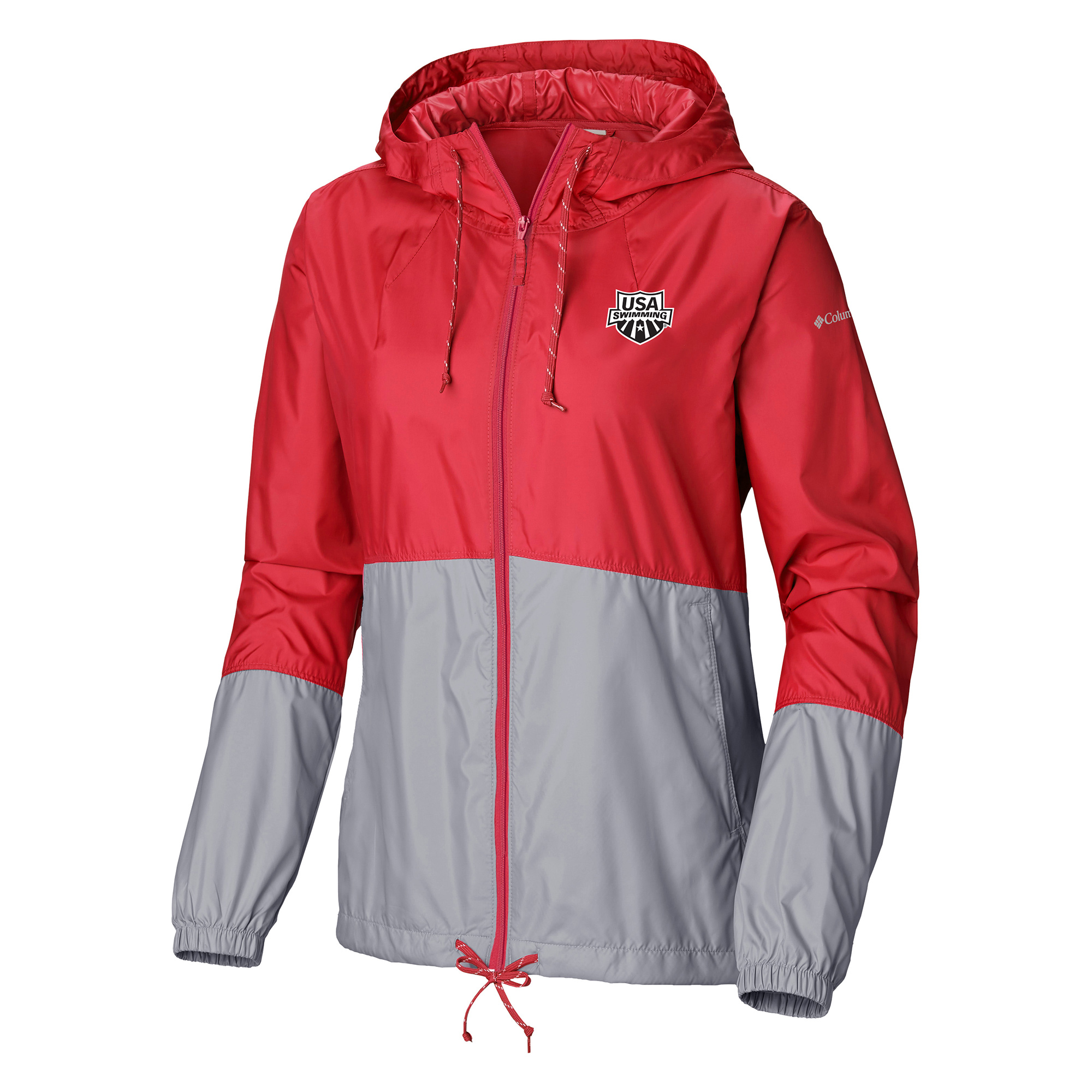 Women's Columbia Red USA Swimming Flash Forward Full-Zip Windbreaker Jacket