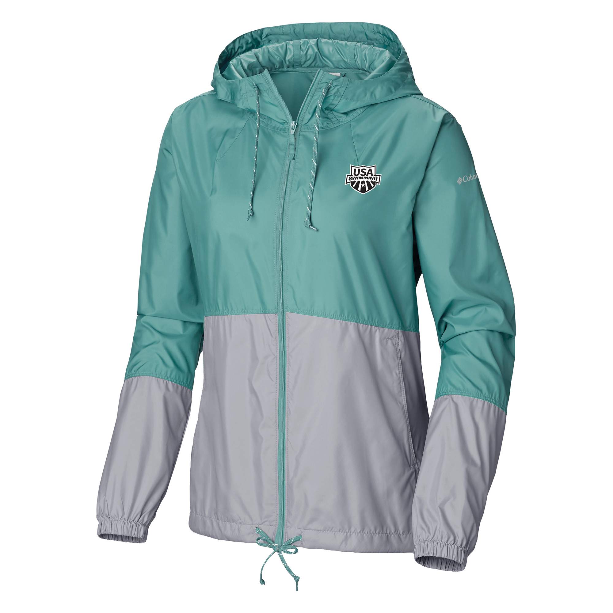 Women's Columbia Teal/Gray USA Swimming Flash Forward Full-Zip Windbreaker Jacket