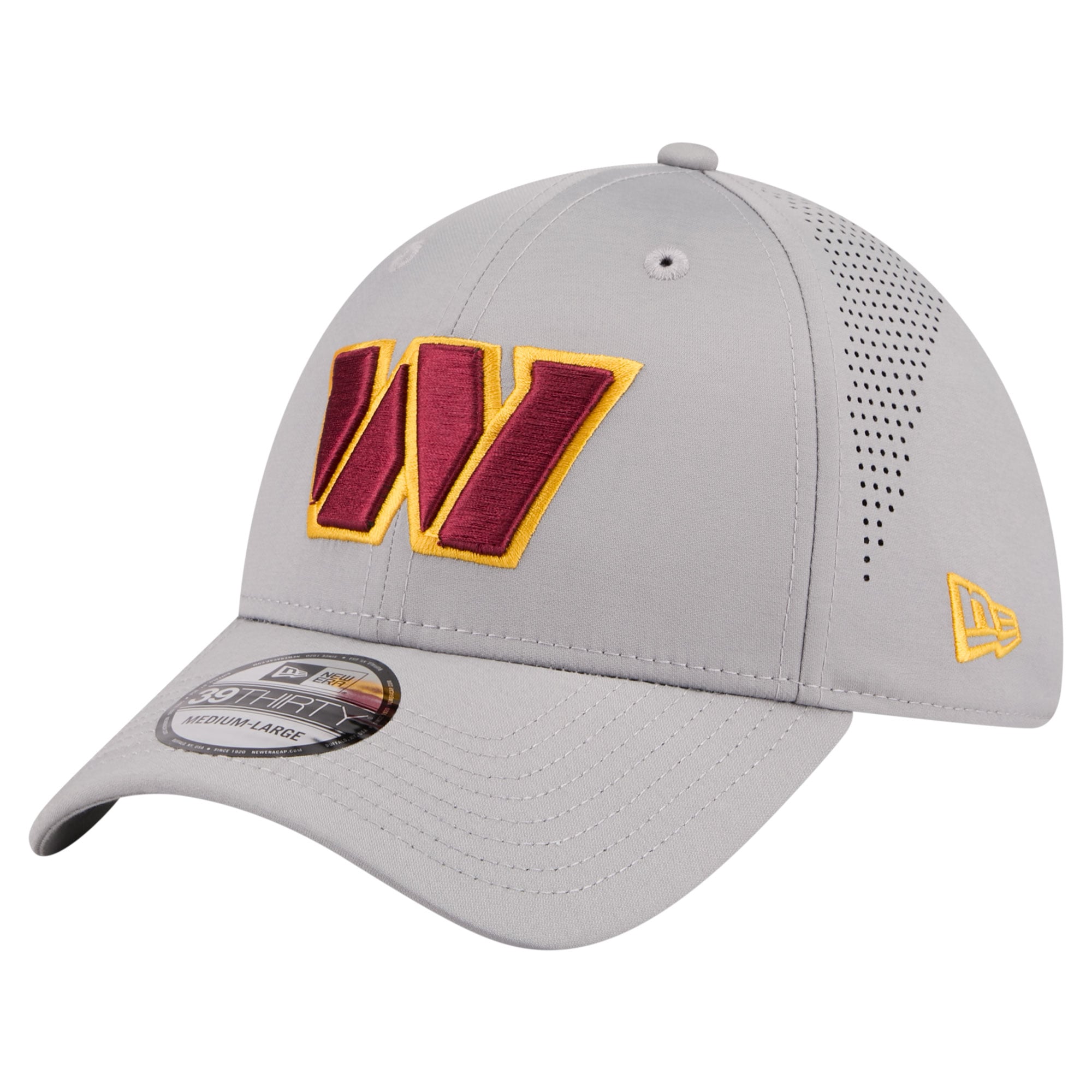 Men's New Era  Gray Washington Commanders Perforated 39THIRTY Flex Hat