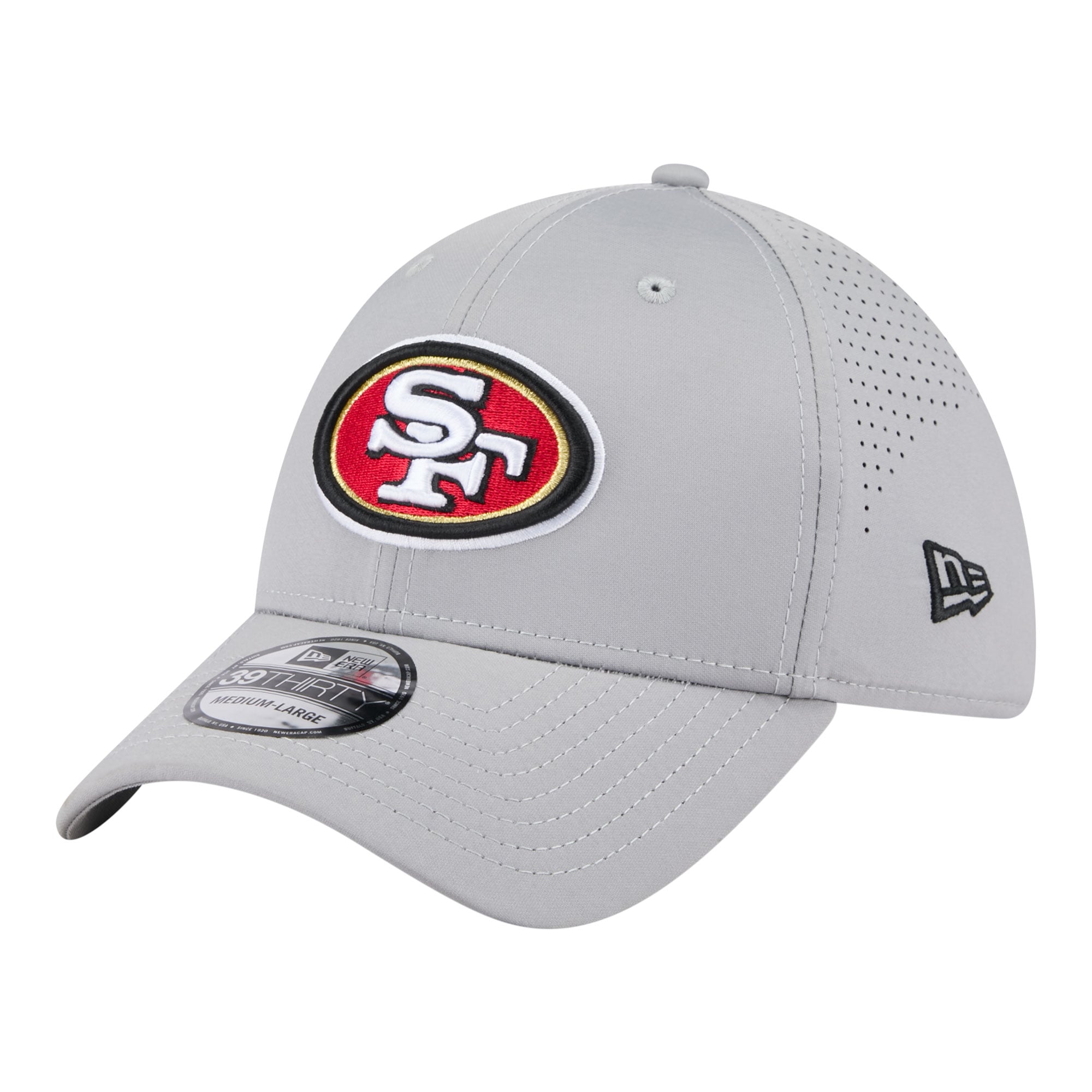 Men's New Era  Gray San Francisco 49ers Perforated 39THIRTY Flex Hat