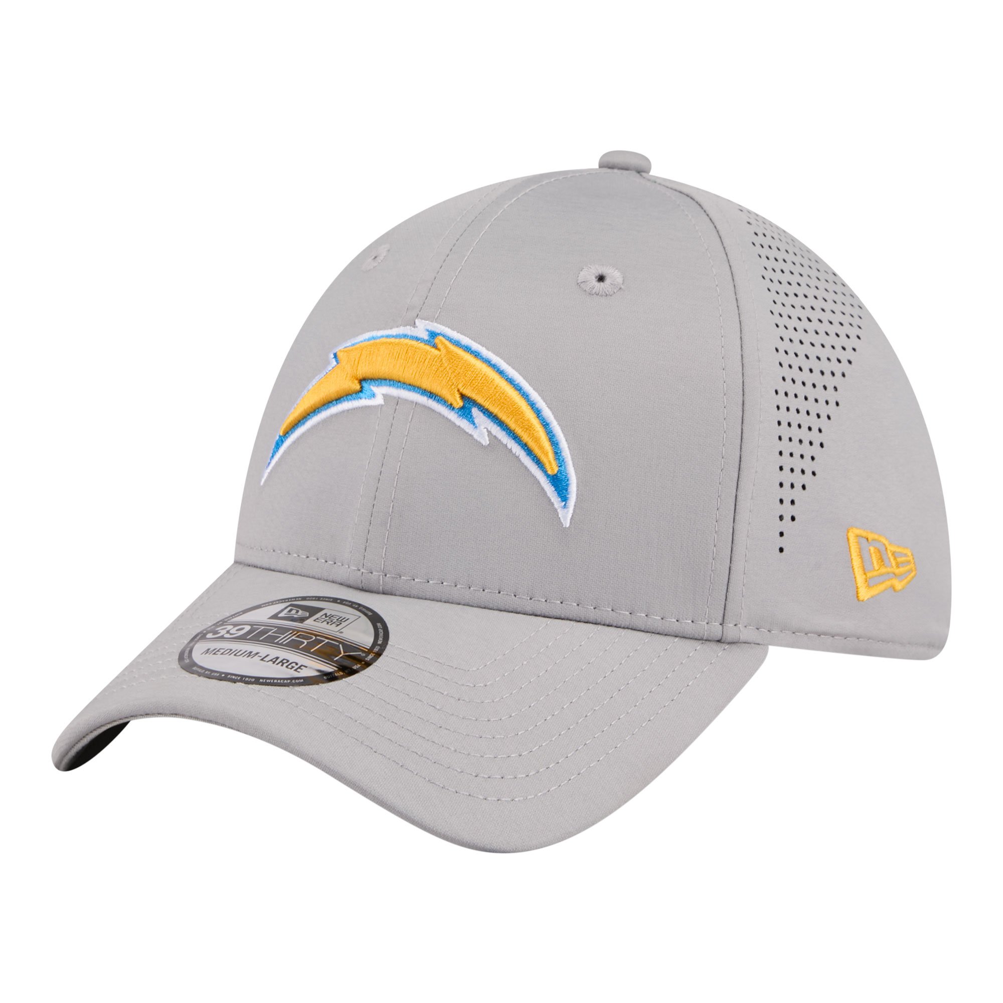 Men's New Era  Gray Los Angeles Chargers Perforated 39THIRTY Flex Hat