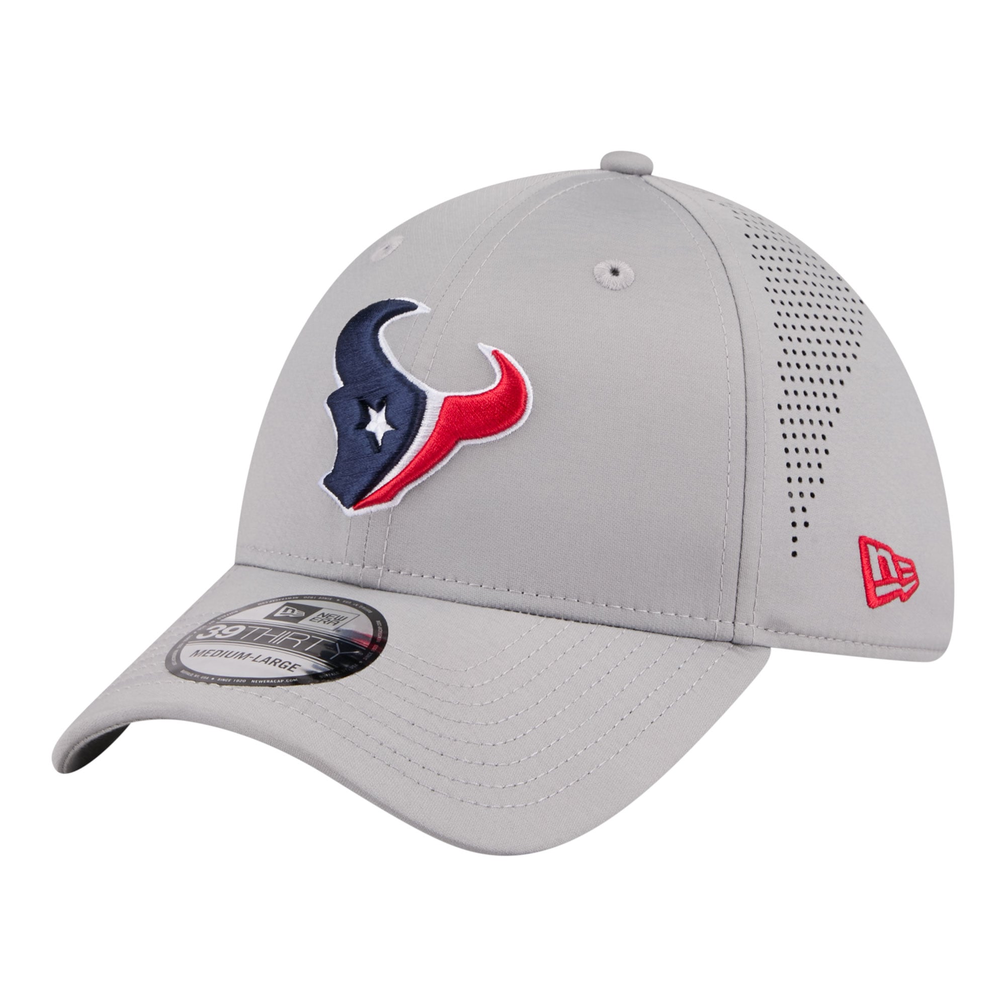 Men's New Era  Gray Houston Texans Perforated 39THIRTY Flex Hat
