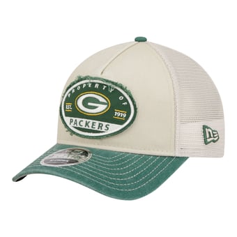 Men's New Era  Natural Green Bay Packers Frayed M-Crown A-Frame 9FORTY Adjustable Hat