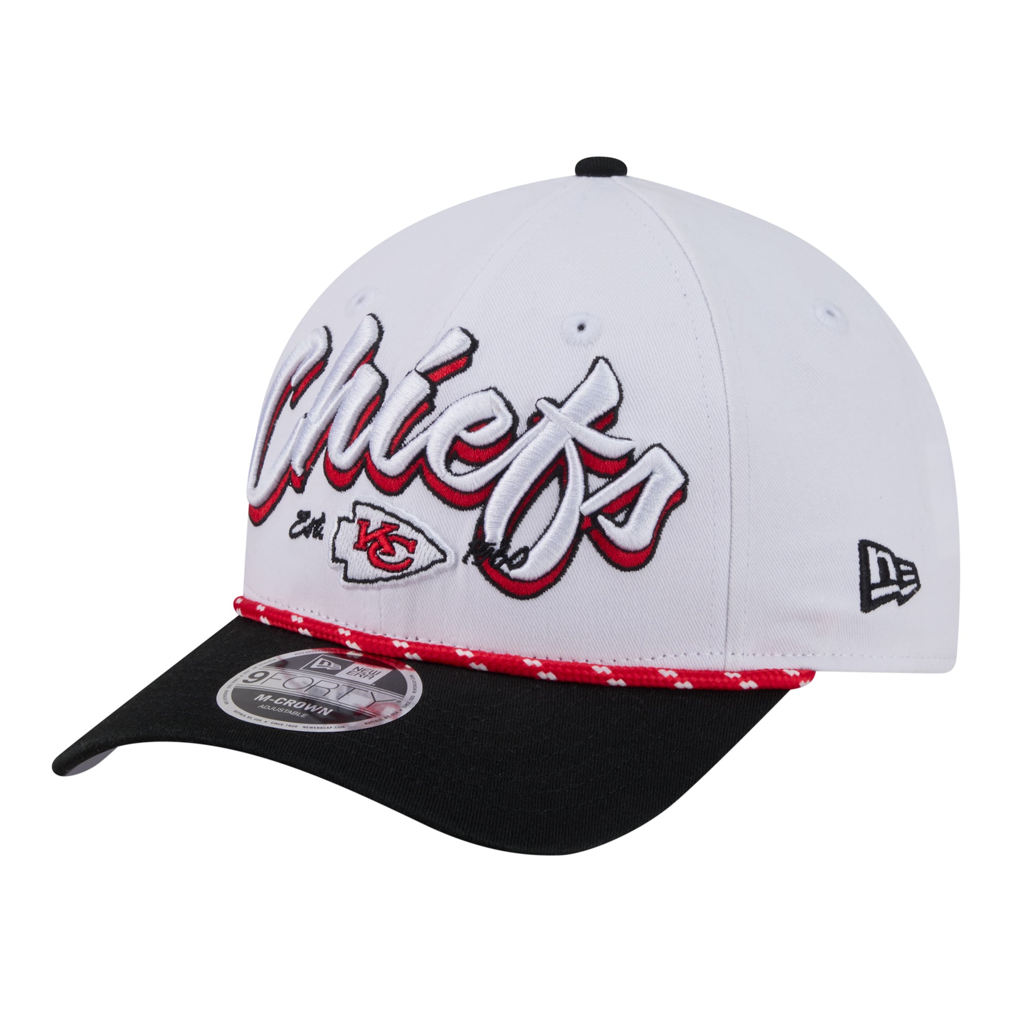 Men's New Era  White Kansas City Chiefs Team Loyal A-Frame 9FORTY Adjustable Hat
